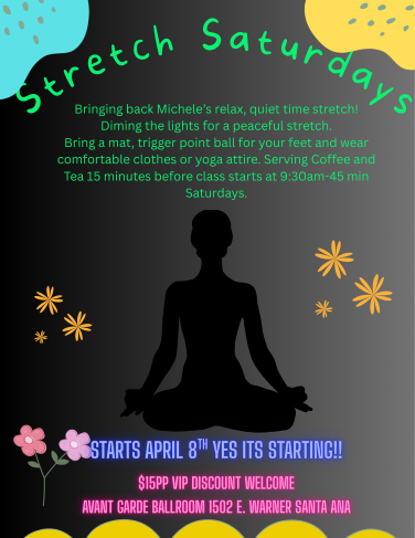 Dance Thursdays Classes with Michele Adams at Avant Garde Ballroom in Santa Ana, CA. 6:30 PM - Intermediate / Advance West Coast Swing.  7:15 PM Intermediate / advance Country two Step. 8 PM - Intermediate / Advance Hustle